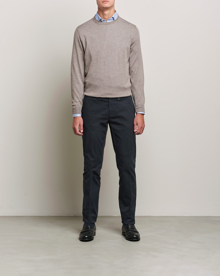 Herr | Tröjor | Canali | Merino Wool Crew Neck Taupe