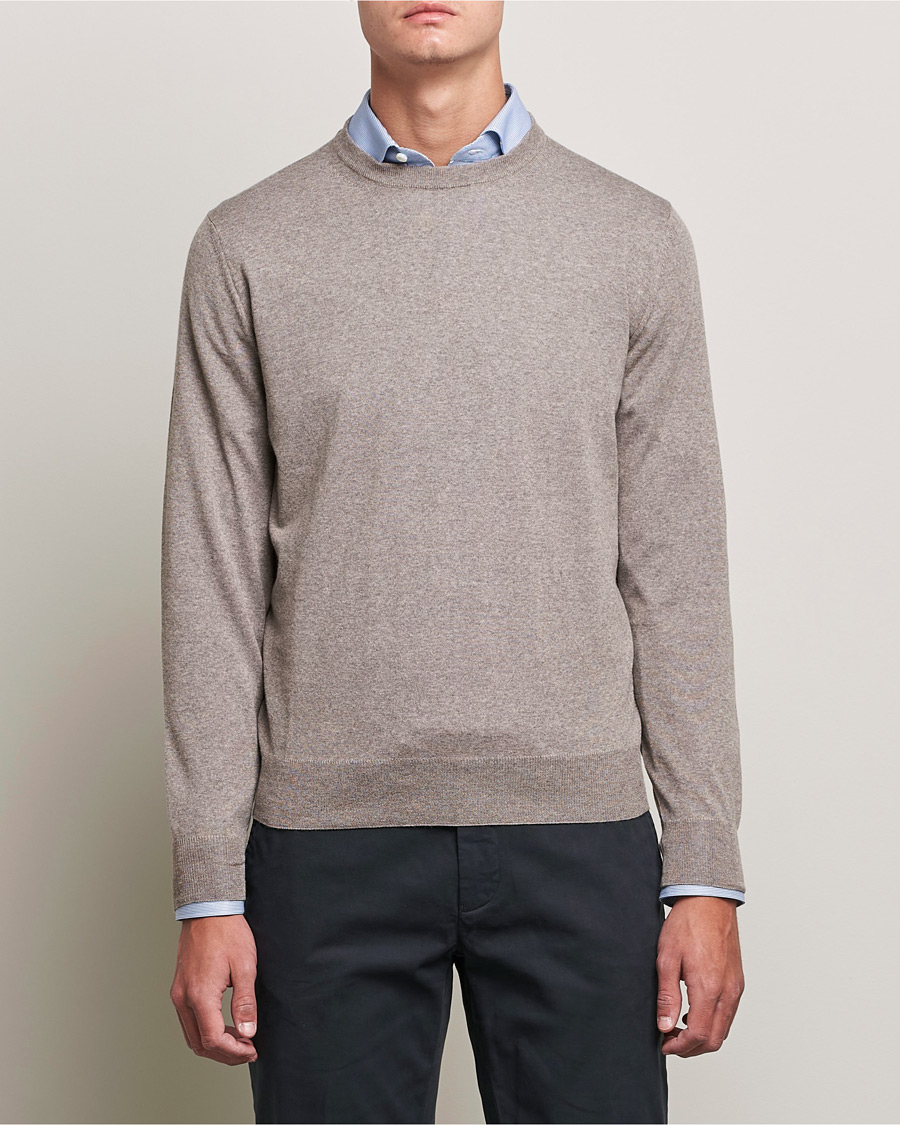 Herr | Tröjor | Canali | Merino Wool Crew Neck Taupe
