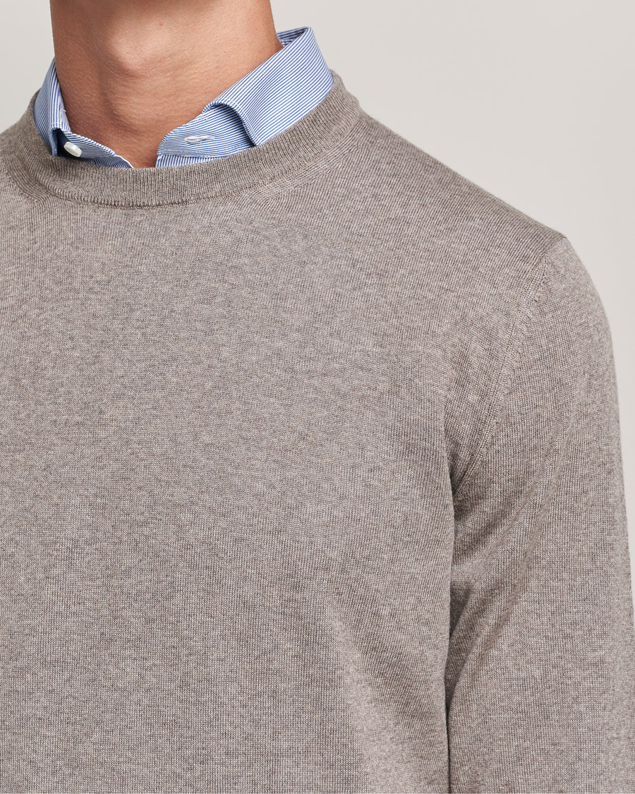 Herr | Tröjor | Canali | Merino Wool Crew Neck Taupe