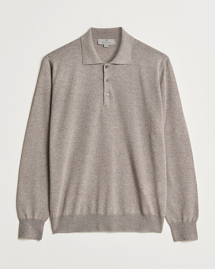Herr |  | Canali | Merino Wool Knitted Polo Taupe