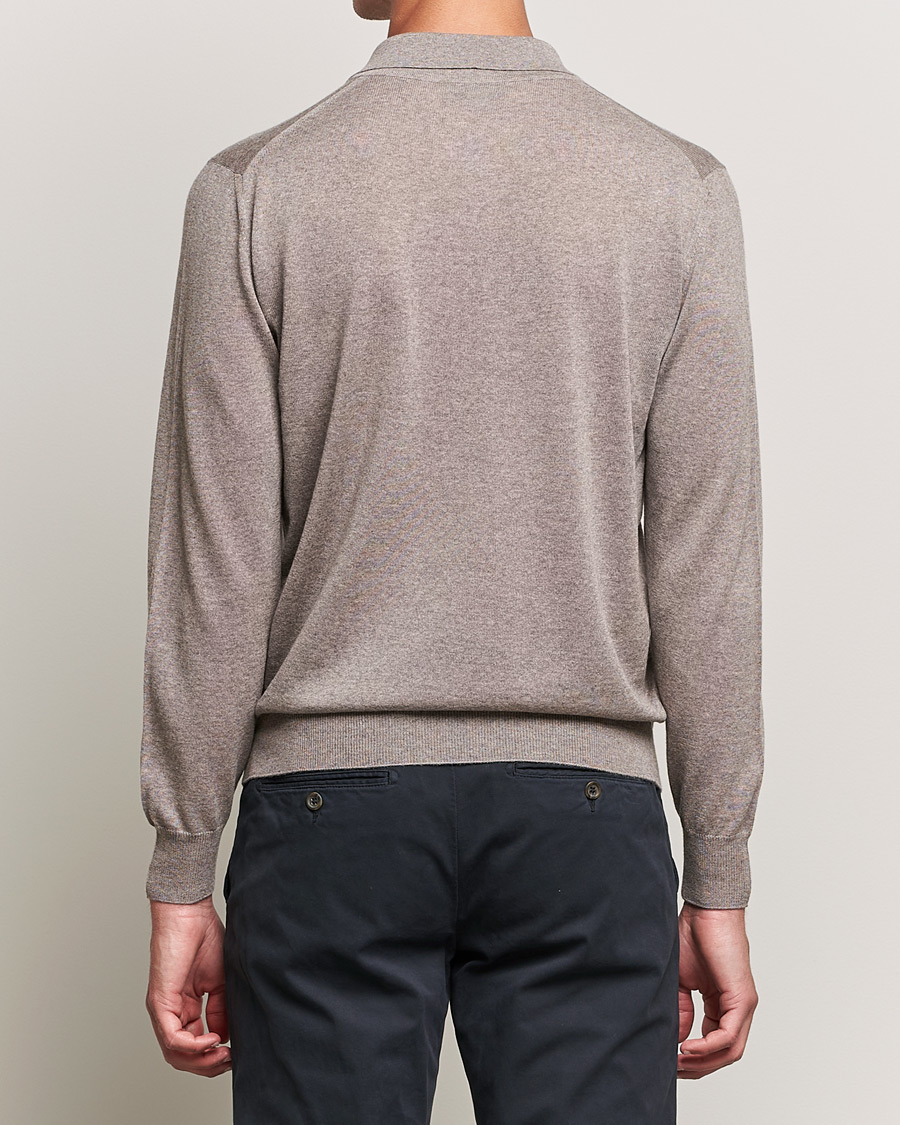 Herr | Tröjor | Canali | Merino Wool Knitted Polo Taupe