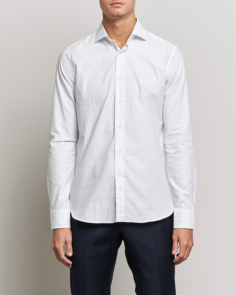Herr | Canali | Canali | Slim Fit Cut Away Shirt Blue Check