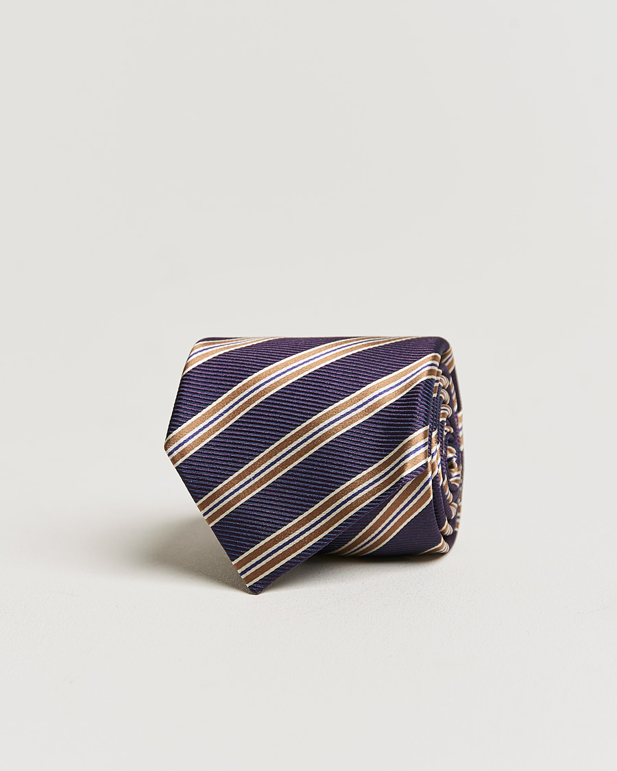 Herr |  | Canali | Regimental Stripe Silk Tie Purple