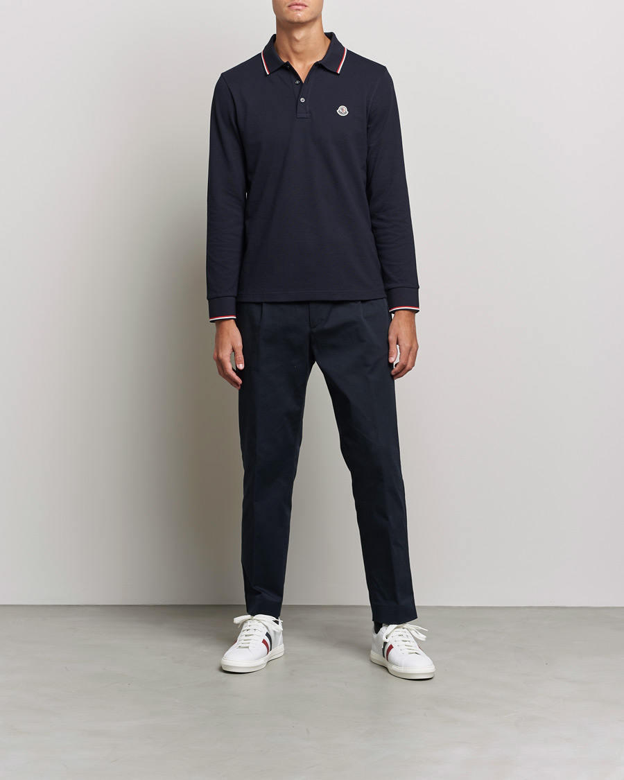 Herr | Tröjor | Moncler | Long Sleeve Logo Tipped Polo Navy