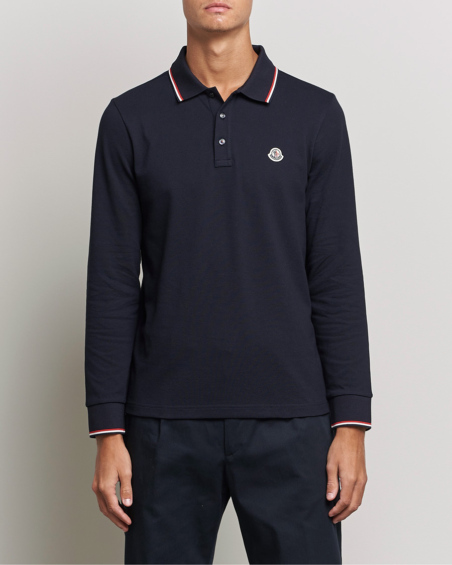 Herr | Tröjor | Moncler | Long Sleeve Logo Tipped Polo Navy