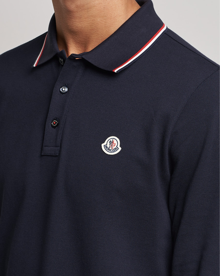 Herr | Tröjor | Moncler | Long Sleeve Logo Tipped Polo Navy