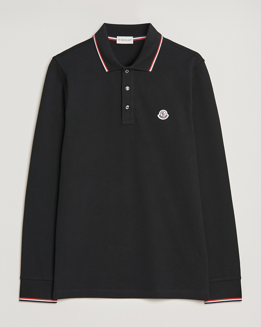 Herr |  | Moncler | Contrast Rib Long Sleeve Polo Black