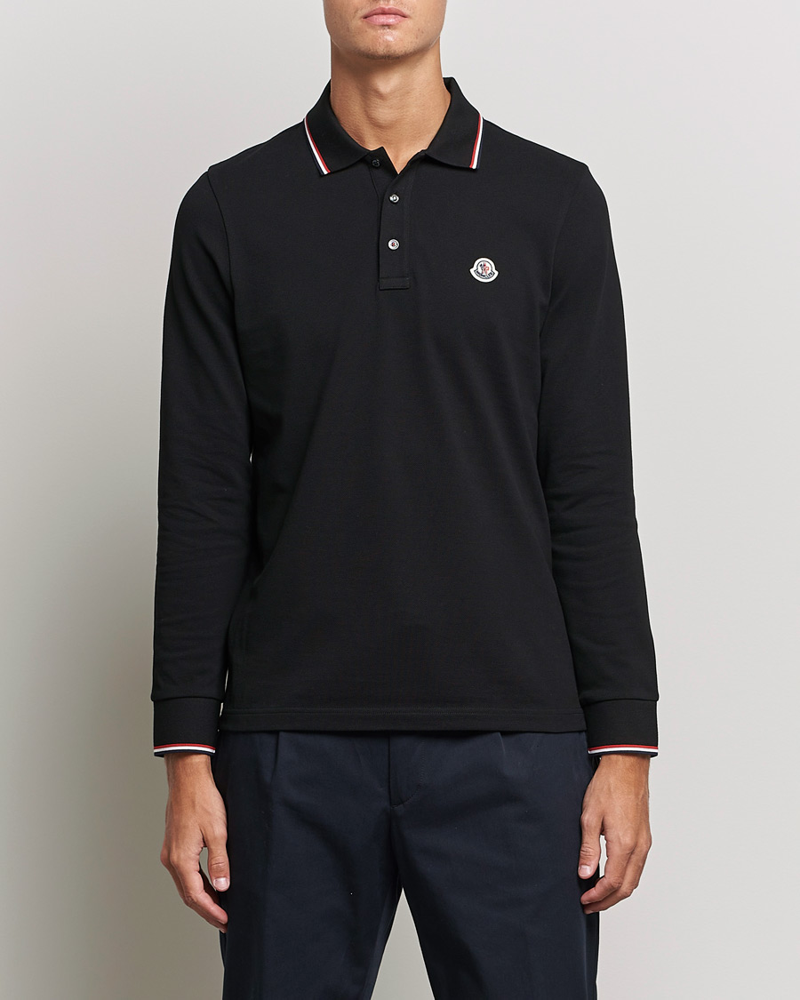 Herr | Realisation | Moncler | Contrast Rib Long Sleeve Polo Black