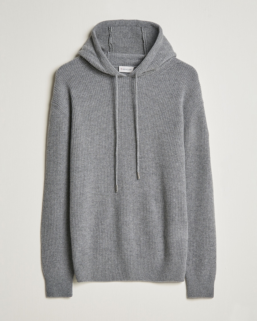 Herr | Tröjor | Moncler | Cashmere Hoodie Grey Melange