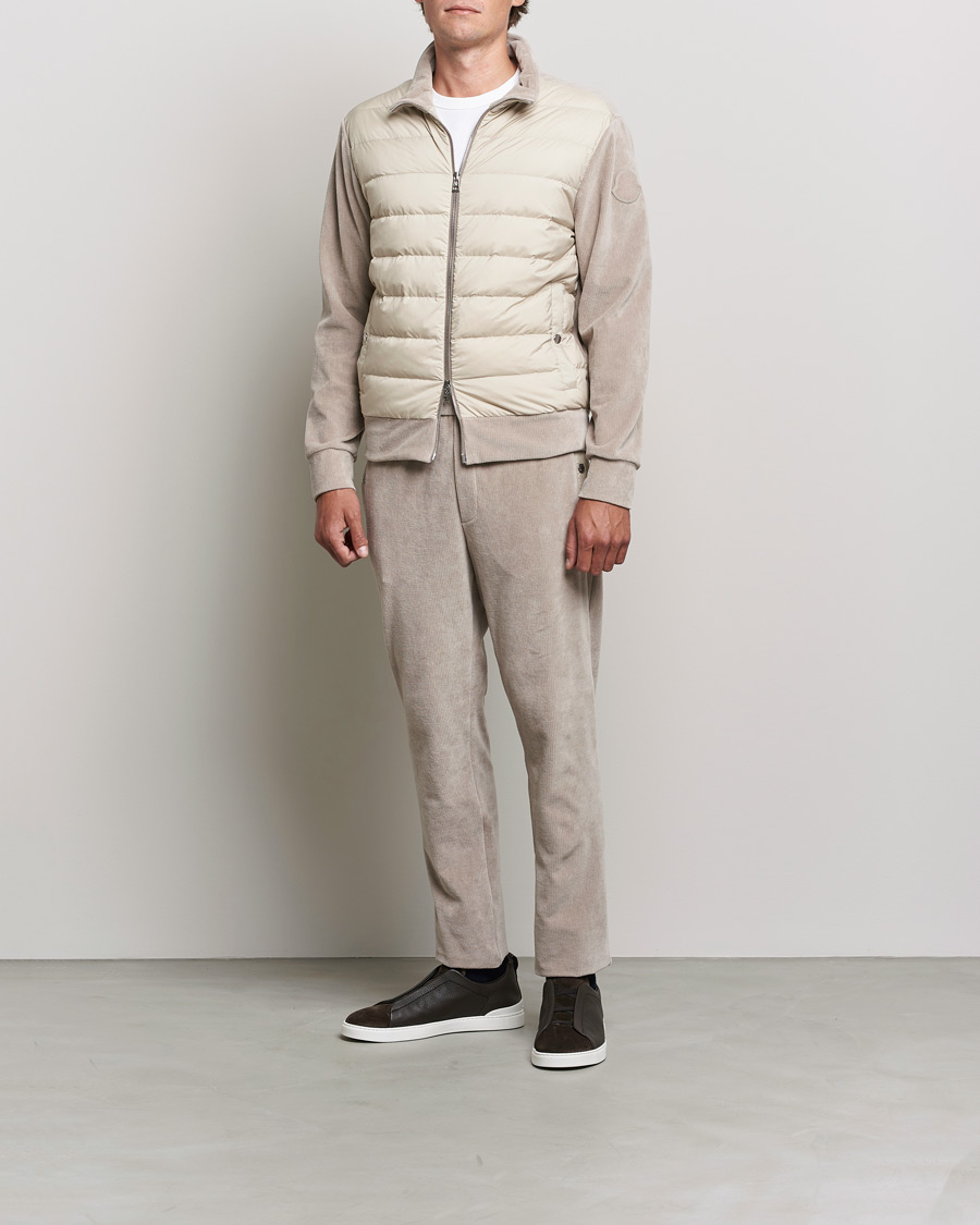 Herr | Tröjor | Moncler | Corduroy Zip Cardigan Light Beige