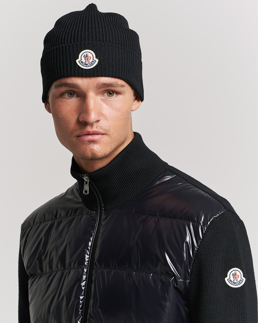 Herr | Mössor | Moncler | Rib Wool Beanie Black