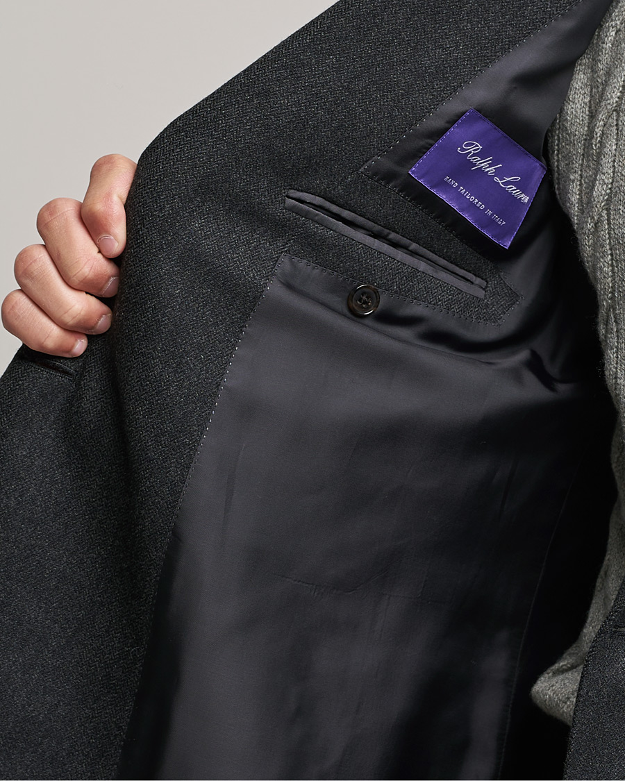 Herr | Kavajer | Ralph Lauren Purple Label | Double Breasted Flannel Sportcoat Dark Grey