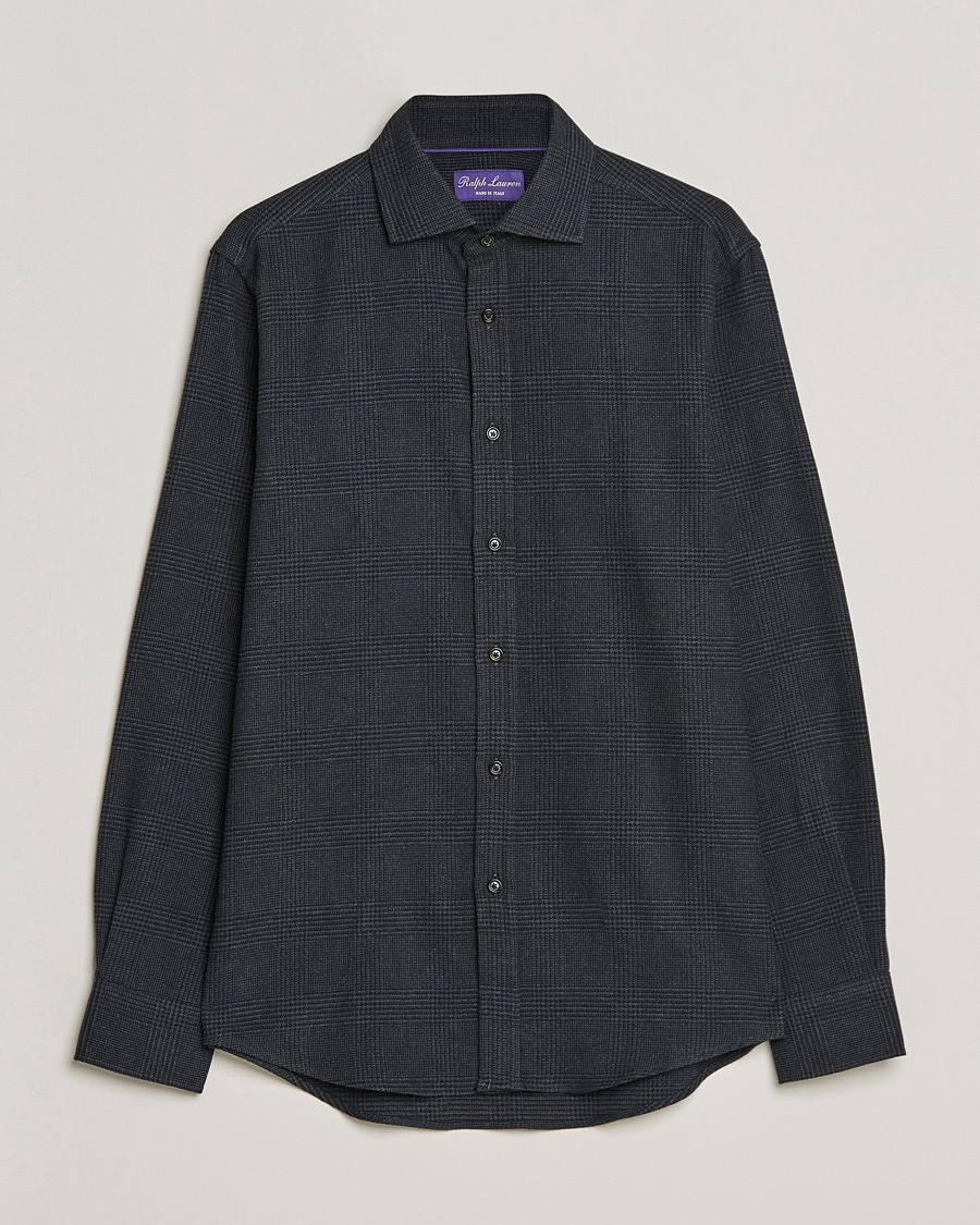 Herr | Skjortor | Ralph Lauren Purple Label | Flannel Sport Shirt Dark Grey