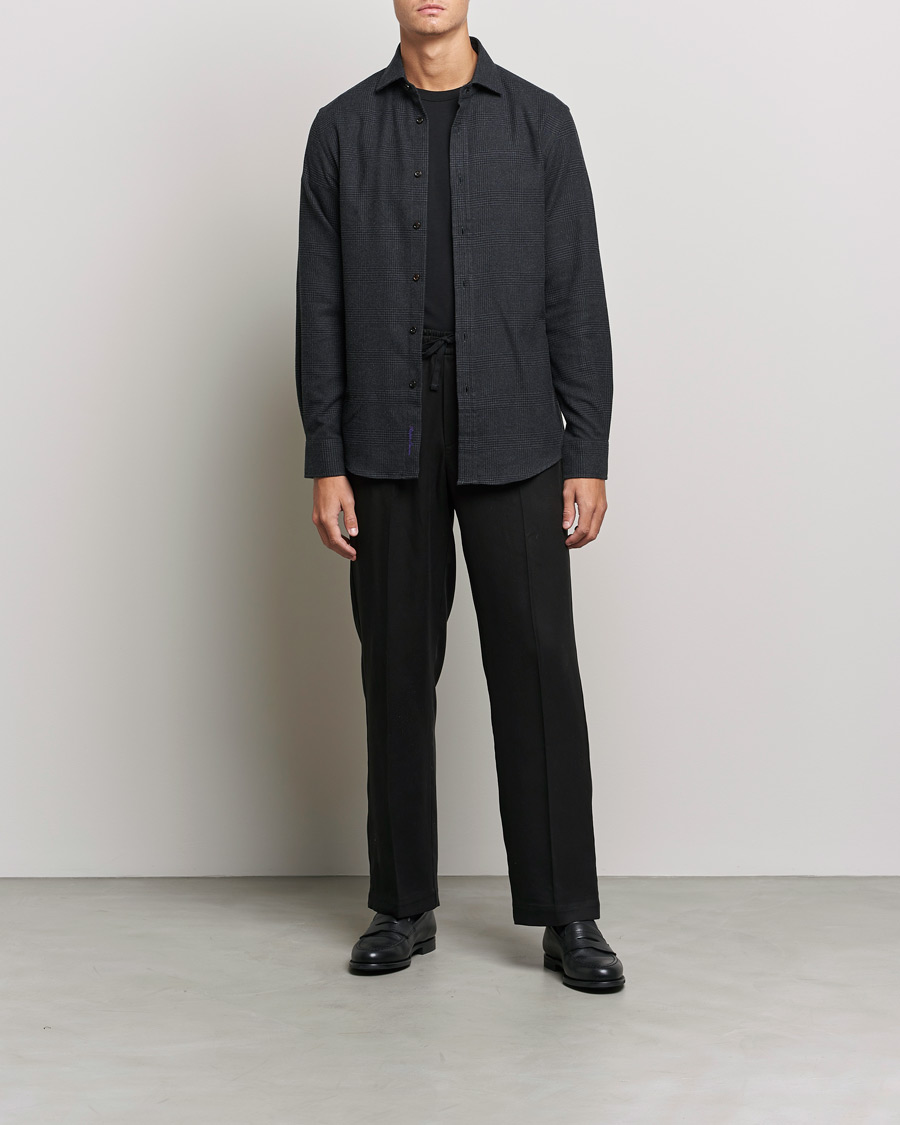 Herr | Skjortor | Ralph Lauren Purple Label | Flannel Sport Shirt Dark Grey