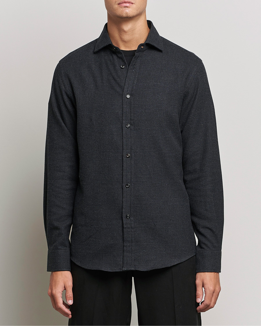 Herr | Skjortor | Ralph Lauren Purple Label | Flannel Sport Shirt Dark Grey