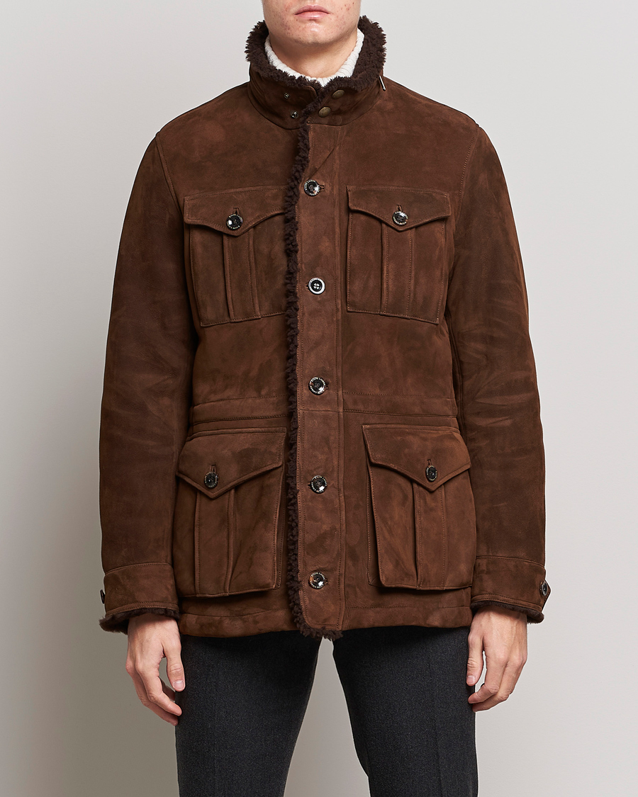 Herr | Jackor | Ralph Lauren Purple Label | Shearling Field Jacket Chestnut