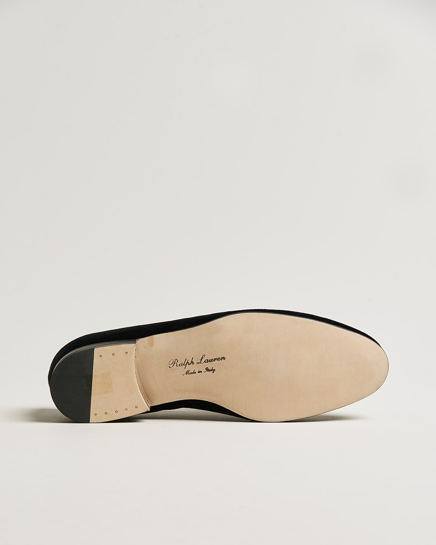 Herr | Ralph Lauren Purple Label Velvet Embroidered Slippers Black | Ralph Lauren Purple Label | Velvet Embroidered Slippers Black