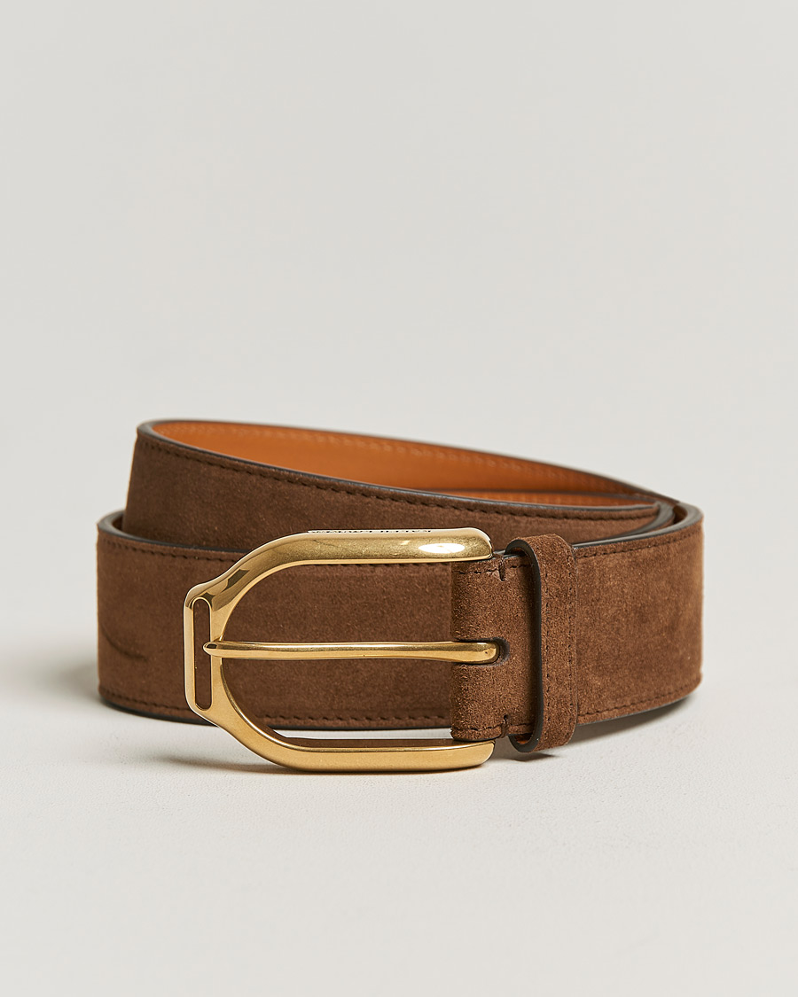Herr | Ralph Lauren Purple Label Suede Belt Chestnut Brown | Ralph Lauren Purple Label | Suede Belt Chestnut Brown