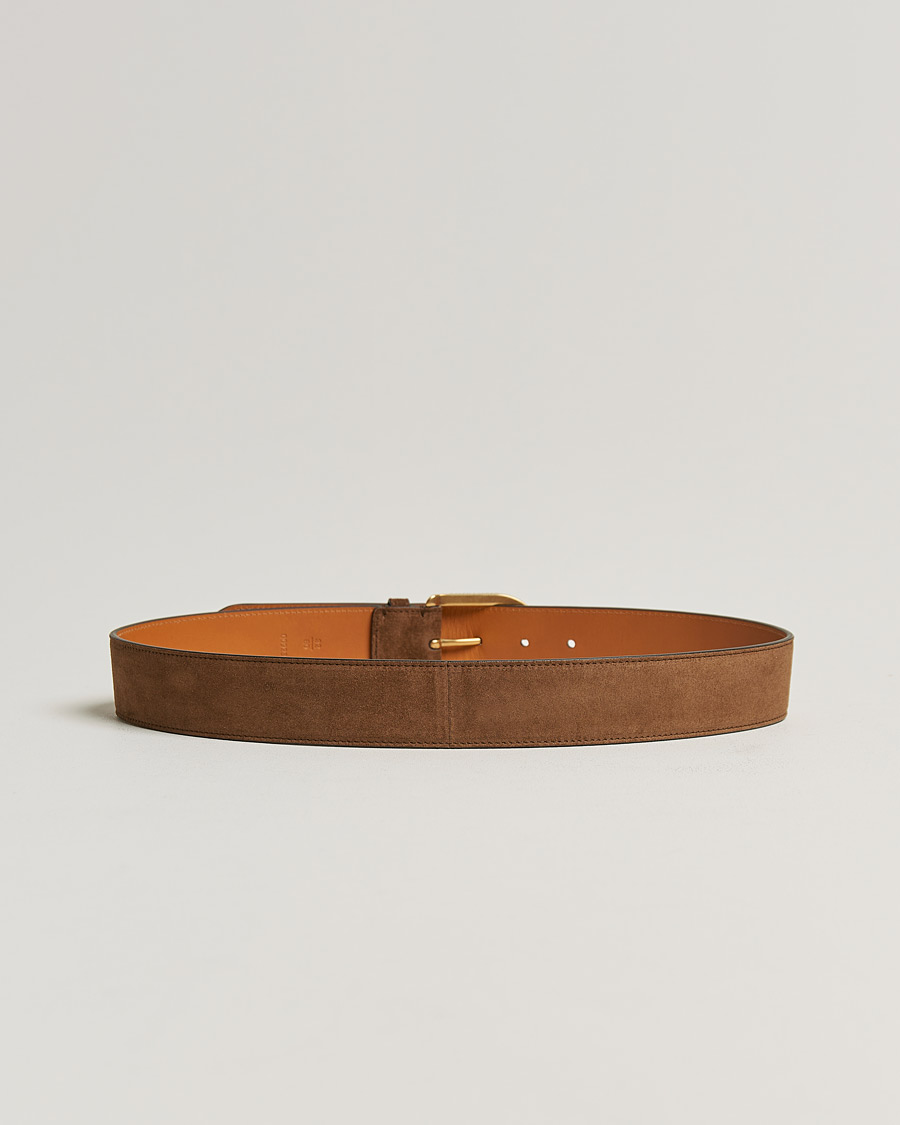 Herr | Ralph Lauren Purple Label Suede Belt Chestnut Brown | Ralph Lauren Purple Label | Suede Belt Chestnut Brown