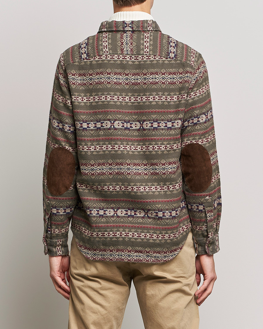 Herr | Skjortor | RRL | Melton Brushed Jacquard Overshirt Olive