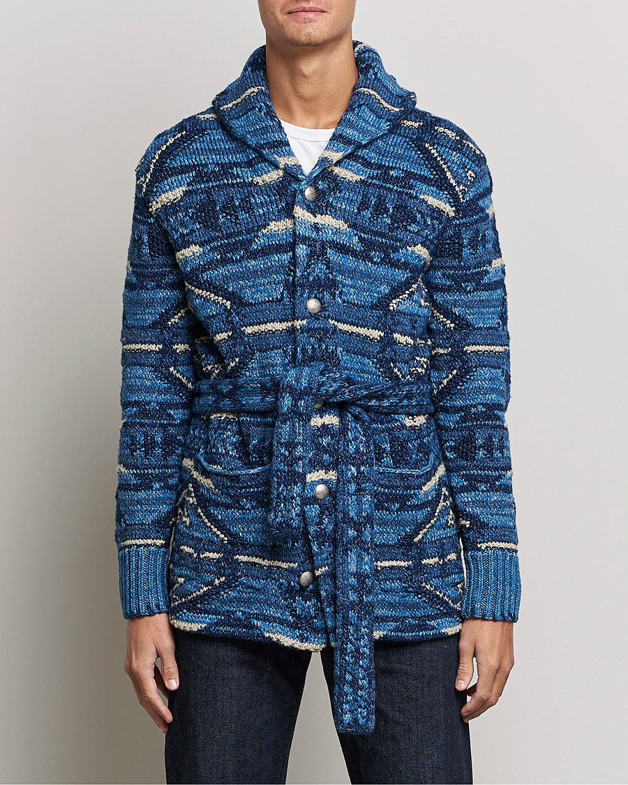 Herr | Tröjor | RRL | Ranch Shawl Collar Cardigan Indigo Multi