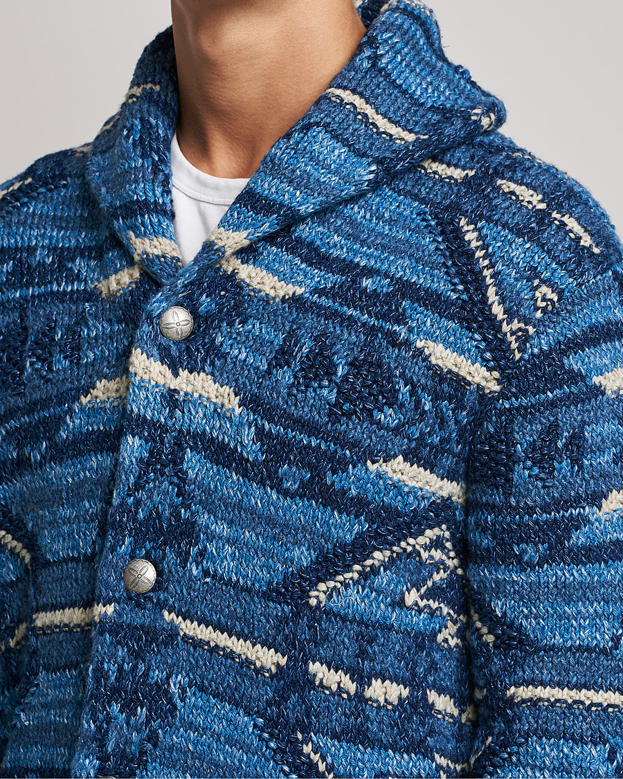 Herr | Tröjor | RRL | Ranch Shawl Collar Cardigan Indigo Multi