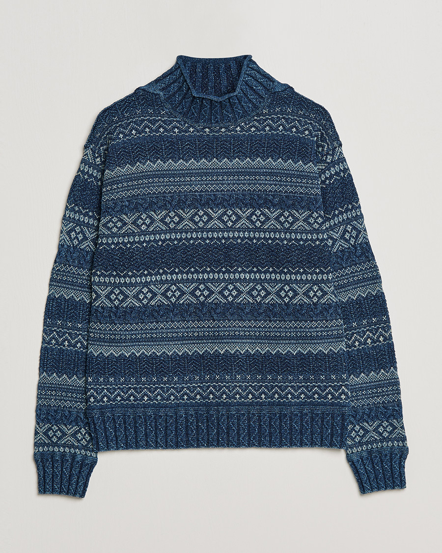 Herr | Tröjor | RRL | Mock Neck Sweater Blue Indigo