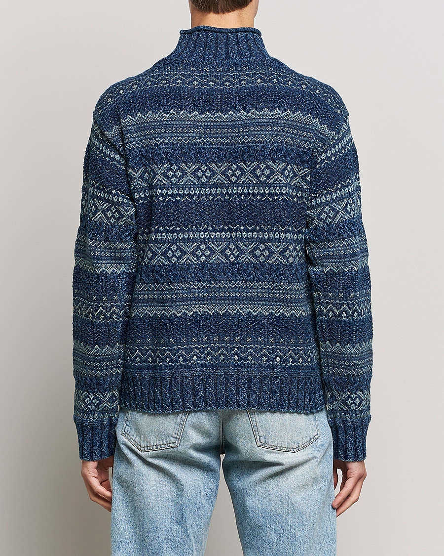Herr | Tröjor | RRL | Mock Neck Sweater Blue Indigo
