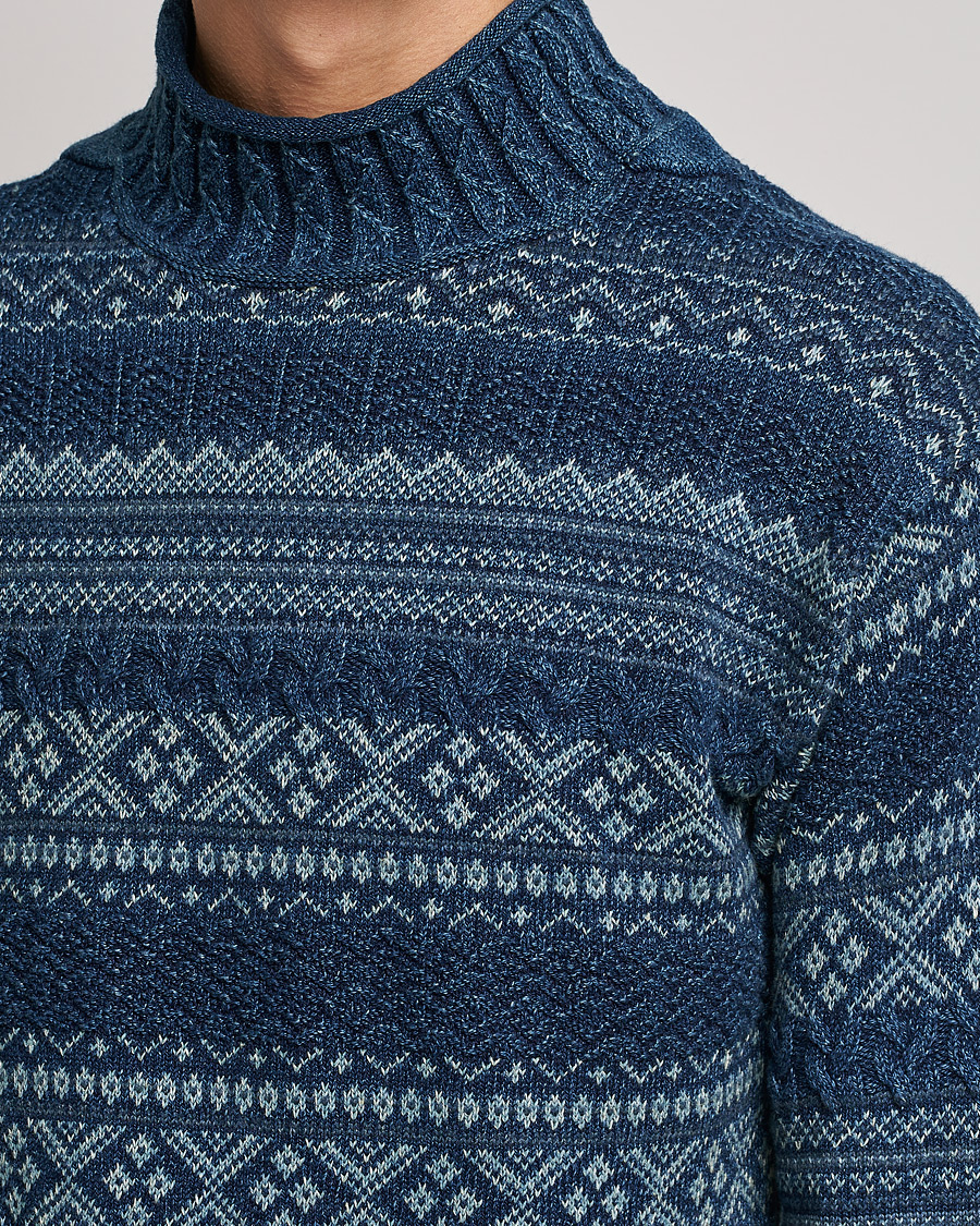 Herr | Tröjor | RRL | Mock Neck Sweater Blue Indigo