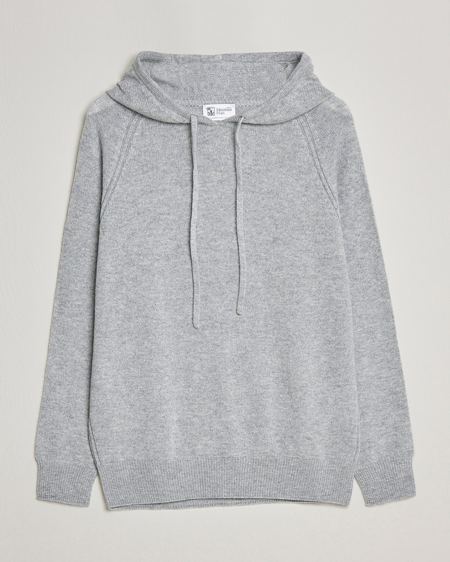 Herr | Tröjor | Johnstons of Elgin | Seamless Cashmere Hoodie Silver