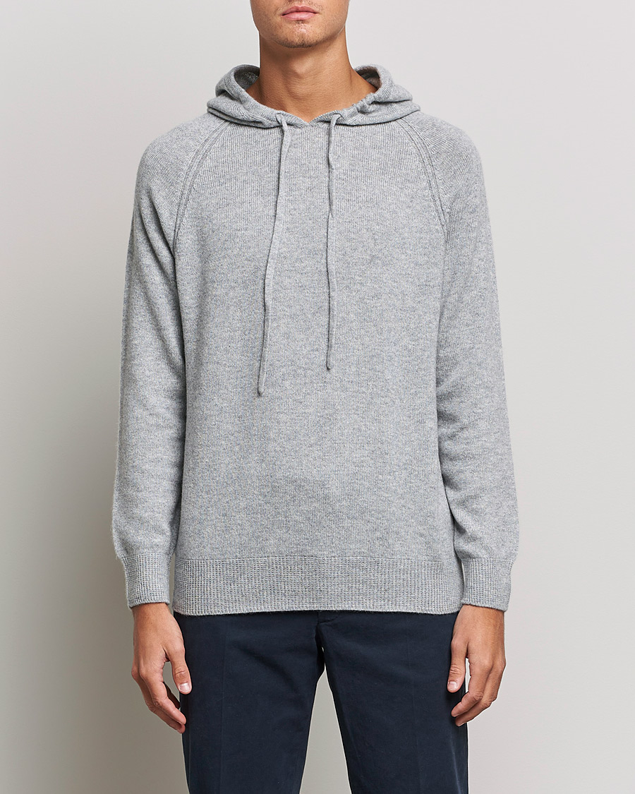 Herr | Tröjor | Johnstons of Elgin | Seamless Cashmere Hoodie Silver