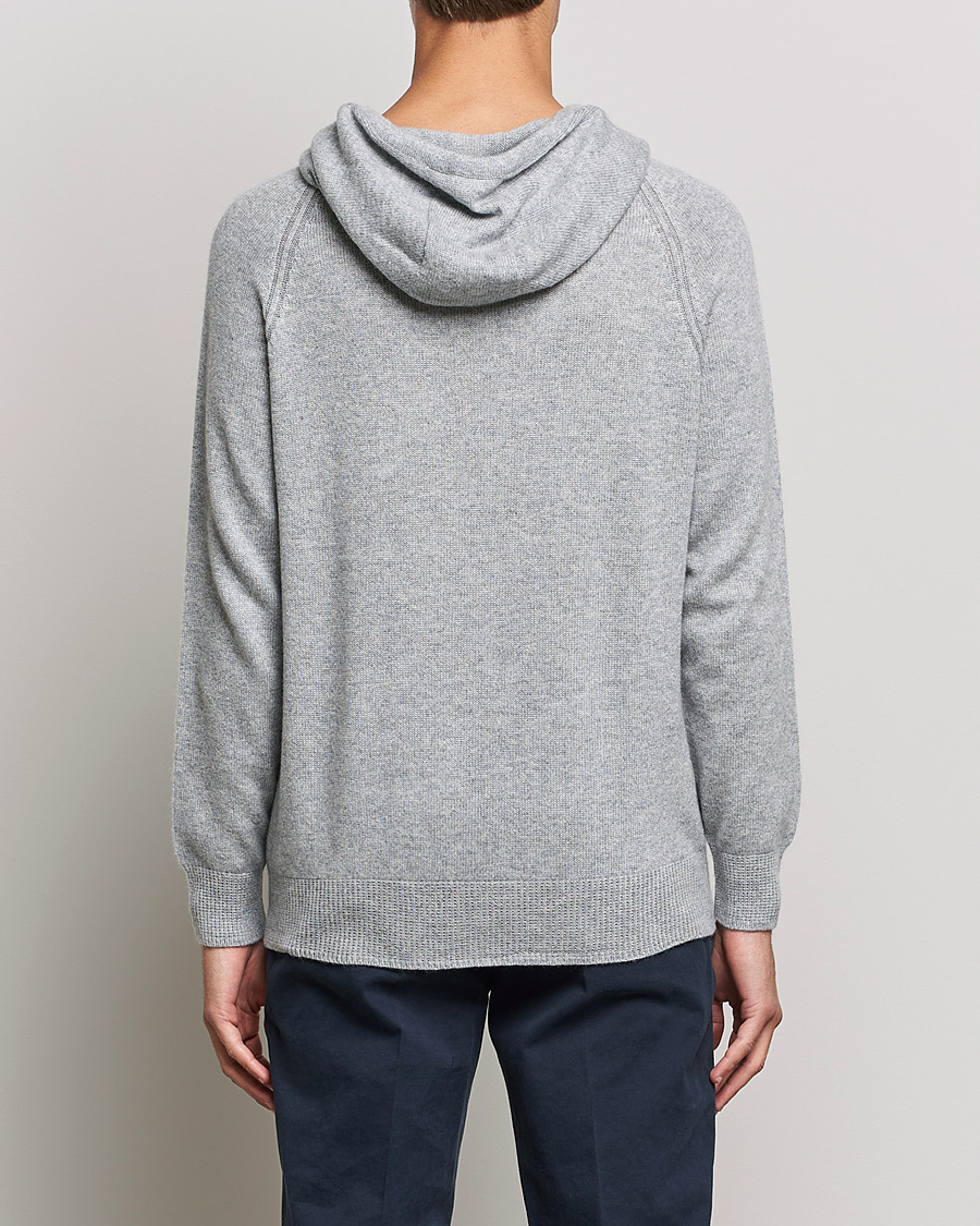 Herr | Tröjor | Johnstons of Elgin | Seamless Cashmere Hoodie Silver