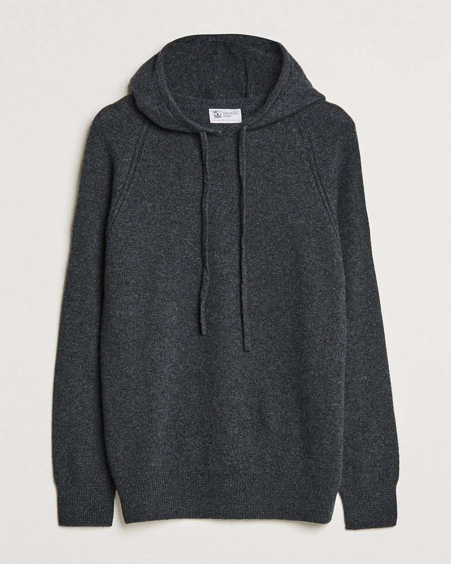 Herr | Tröjor | Johnstons of Elgin | Seamless Cashmere Hoodie Carbon