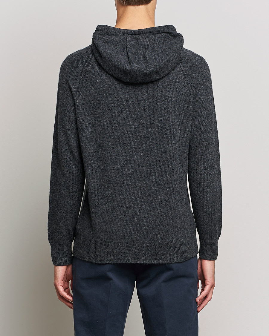 Herr | Tröjor | Johnstons of Elgin | Seamless Cashmere Hoodie Carbon