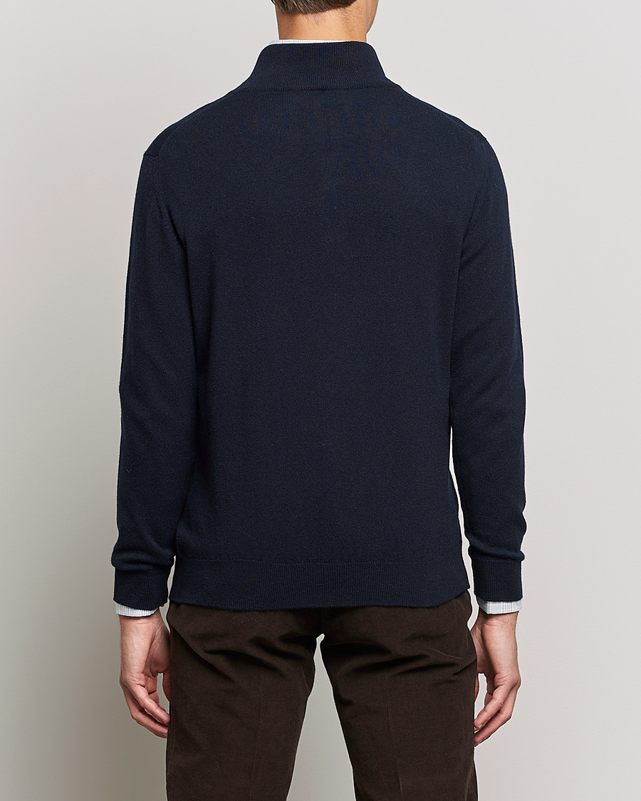 Herr | Tröjor | Johnstons of Elgin | 2-Ply Cashmer Half Zip Dark Navy