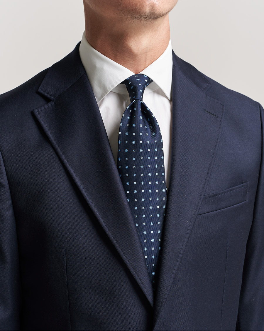 Herr |  | E. Marinella | 3-Fold Micro Pattern Silk Tie Navy