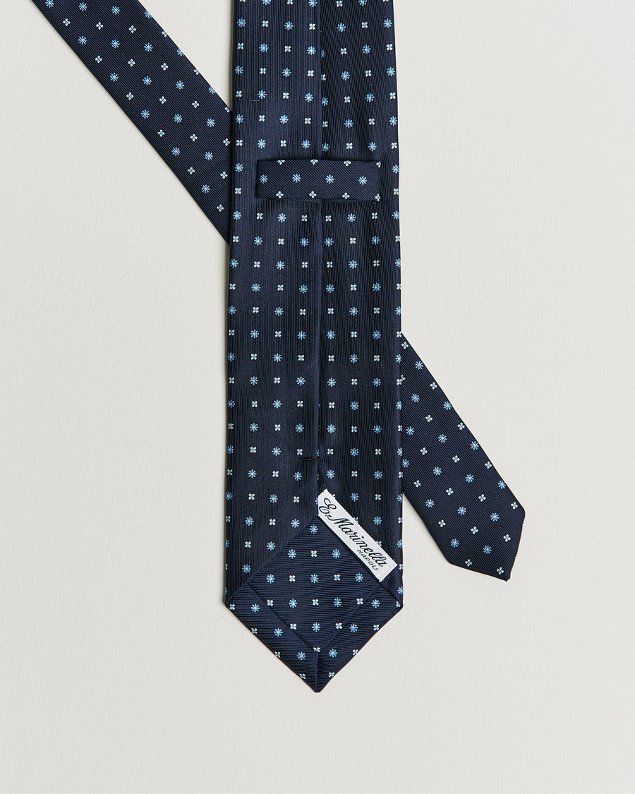 Herr | E. Marinella 3-Fold Micro Pattern Silk Tie Navy | E. Marinella | 3-Fold Micro Pattern Silk Tie Navy