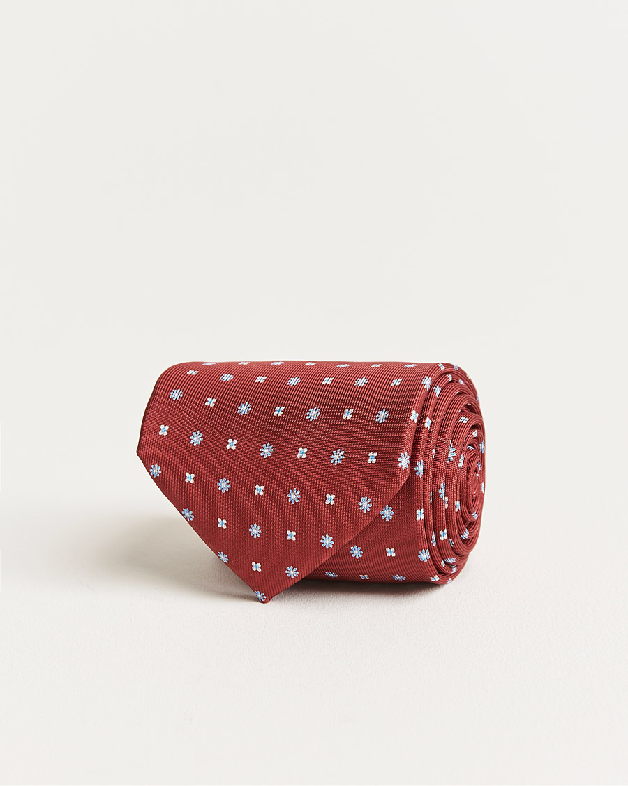 Herr | E. Marinella 3-Fold Micro Pattern Silk Tie Red | E. Marinella | 3-Fold Micro Pattern Silk Tie Red