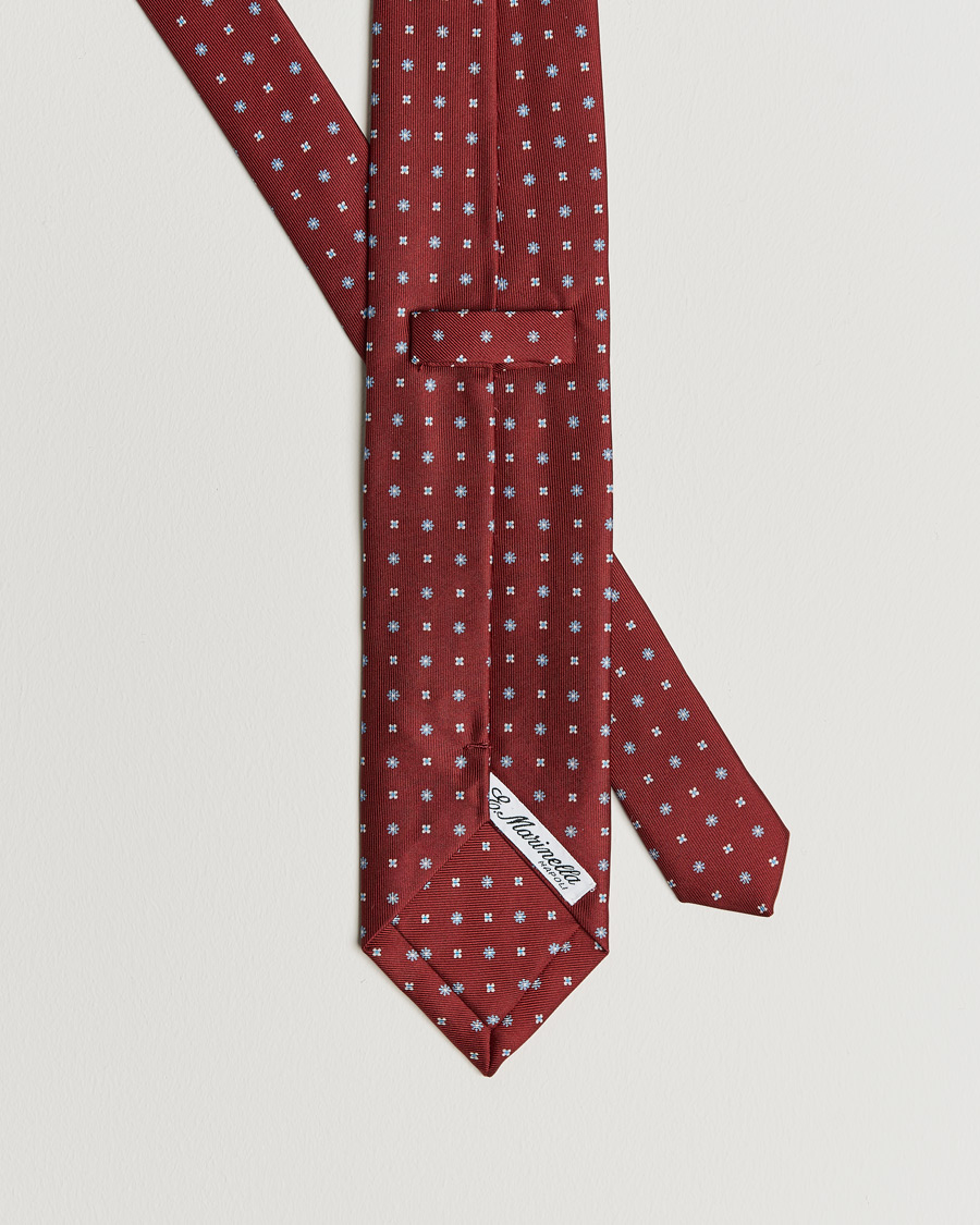 Herr | E. Marinella 3-Fold Micro Pattern Silk Tie Red | E. Marinella | 3-Fold Micro Pattern Silk Tie Red