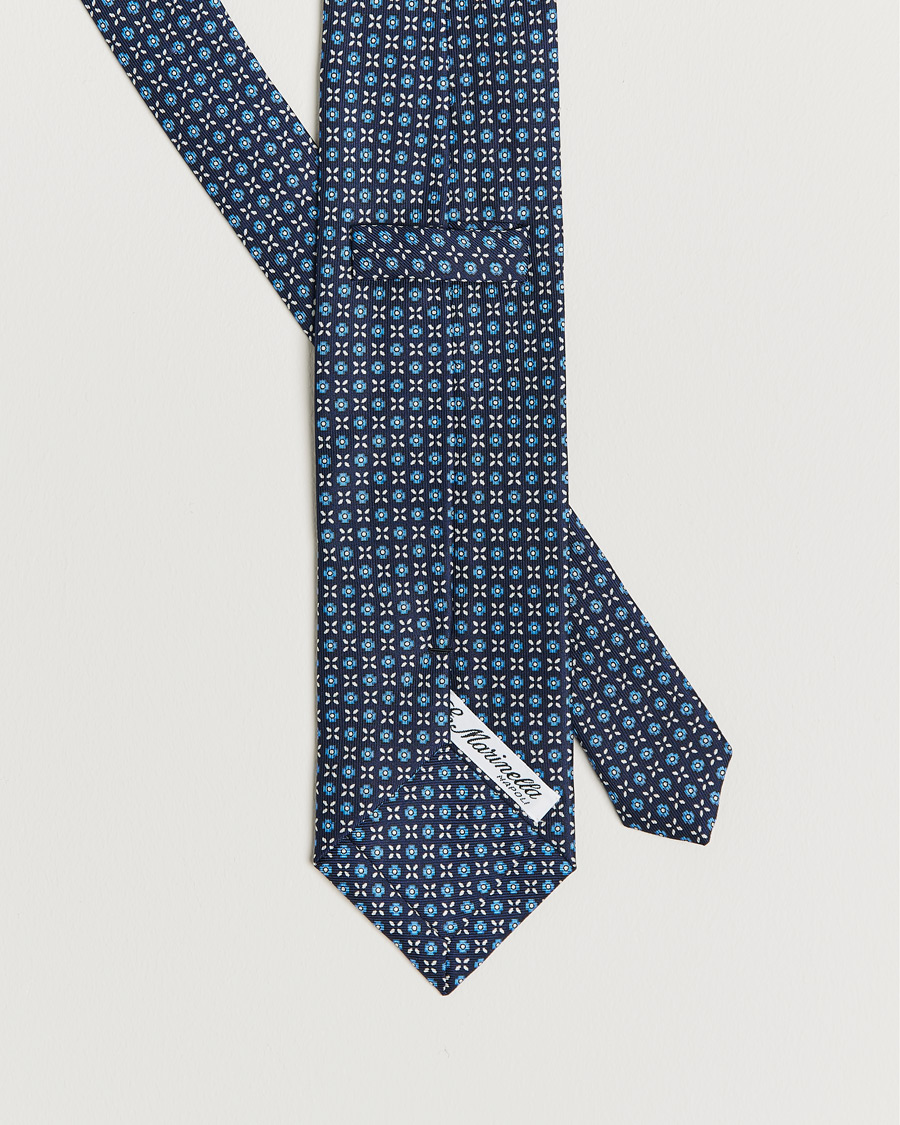 Herr | E. Marinella 3-Fold Structured Silk Tie Dark Blue | E. Marinella | 3-Fold Structured Silk Tie Dark Blue