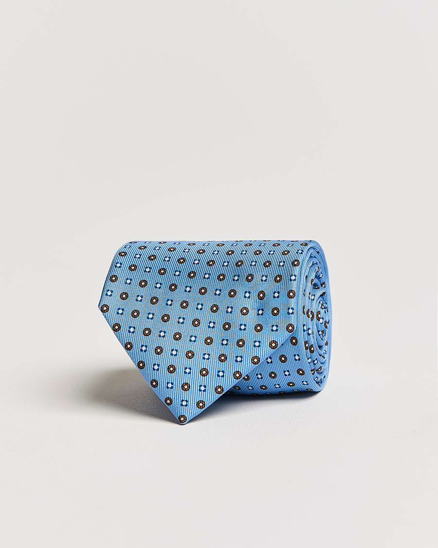 Herr | E. Marinella 3-Fold Micro Dot Silk Tie Light Blue | E. Marinella | 3-Fold Micro Dot Silk Tie Light Blue