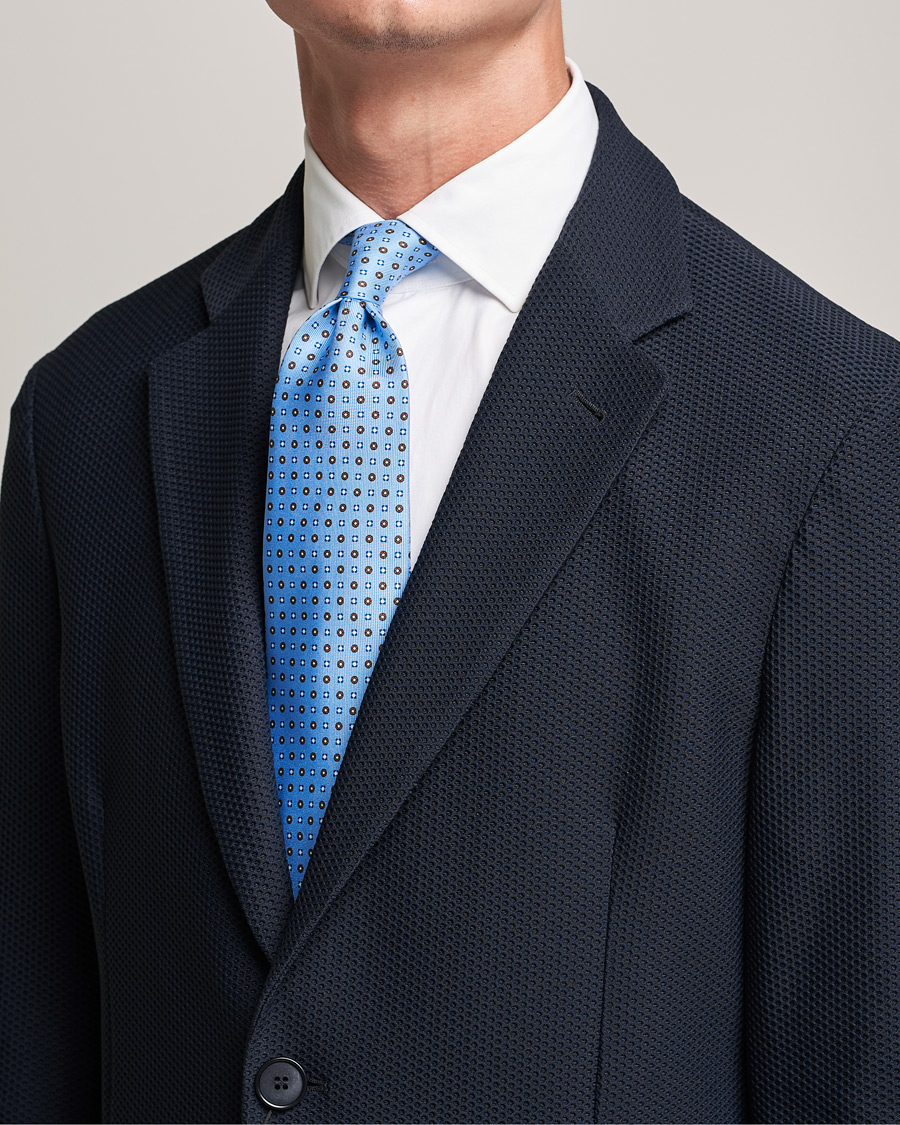 Herr | E. Marinella 3-Fold Micro Dot Silk Tie Light Blue | E. Marinella | 3-Fold Micro Dot Silk Tie Light Blue