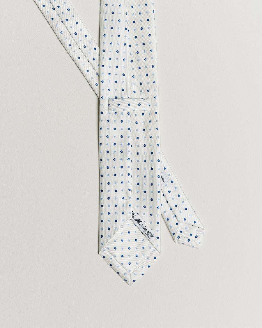 Herr | E. Marinella 3-Fold Flower Silk Tie White | E. Marinella | 3-Fold Flower Silk Tie White