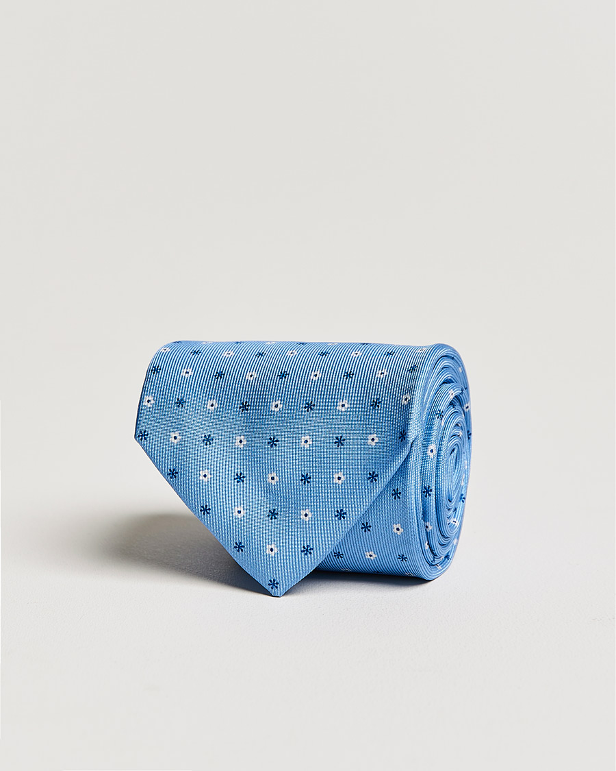 Herr | E. Marinella 3-Fold Flower Silk Tie Light Blue | E. Marinella | 3-Fold Flower Silk Tie Light Blue