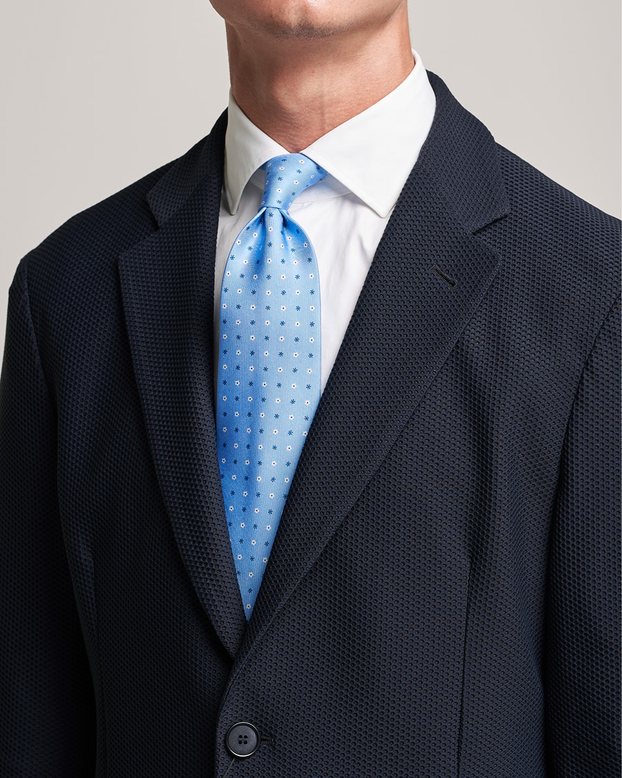 Herr | E. Marinella 3-Fold Flower Silk Tie Light Blue | E. Marinella | 3-Fold Flower Silk Tie Light Blue