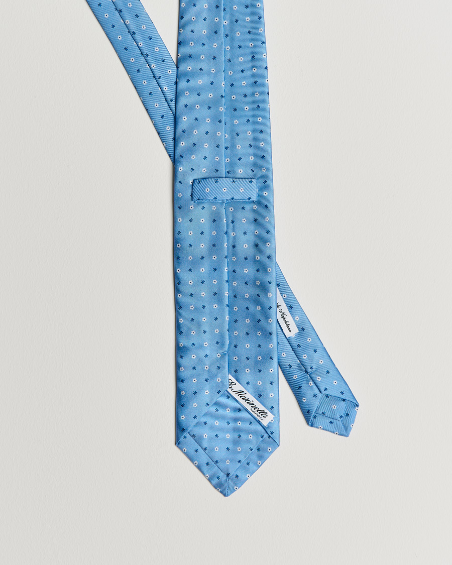 Herr | E. Marinella 3-Fold Flower Silk Tie Light Blue | E. Marinella | 3-Fold Flower Silk Tie Light Blue