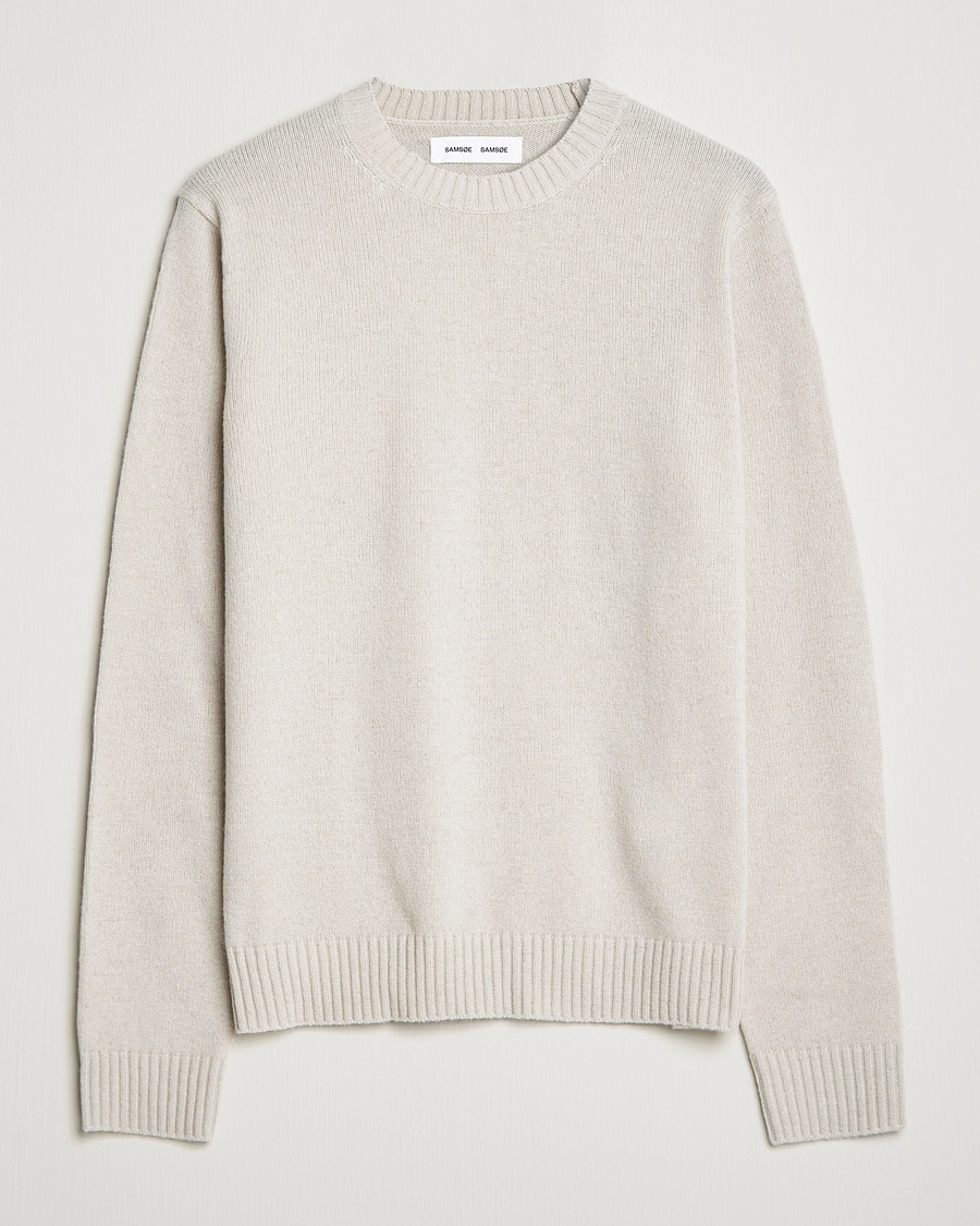 Herr | Tröjor | Samsøe Samsøe | Samsøe & Samsøe Syllie Wool Crew Neck Oatmeal