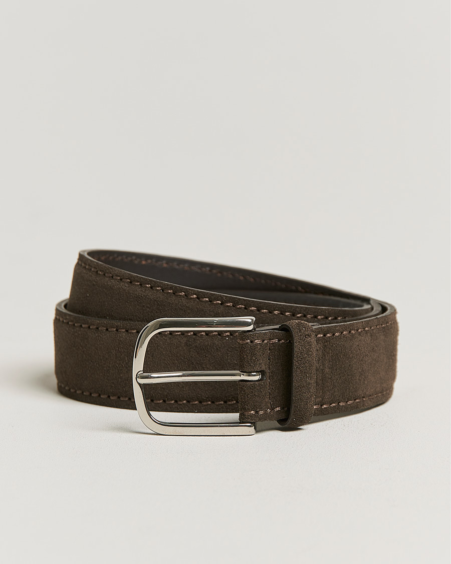 Herr | Orciani Suede Belt 3,5 cm Dark Brown | Orciani | Suede Belt 3,5 cm Dark Brown