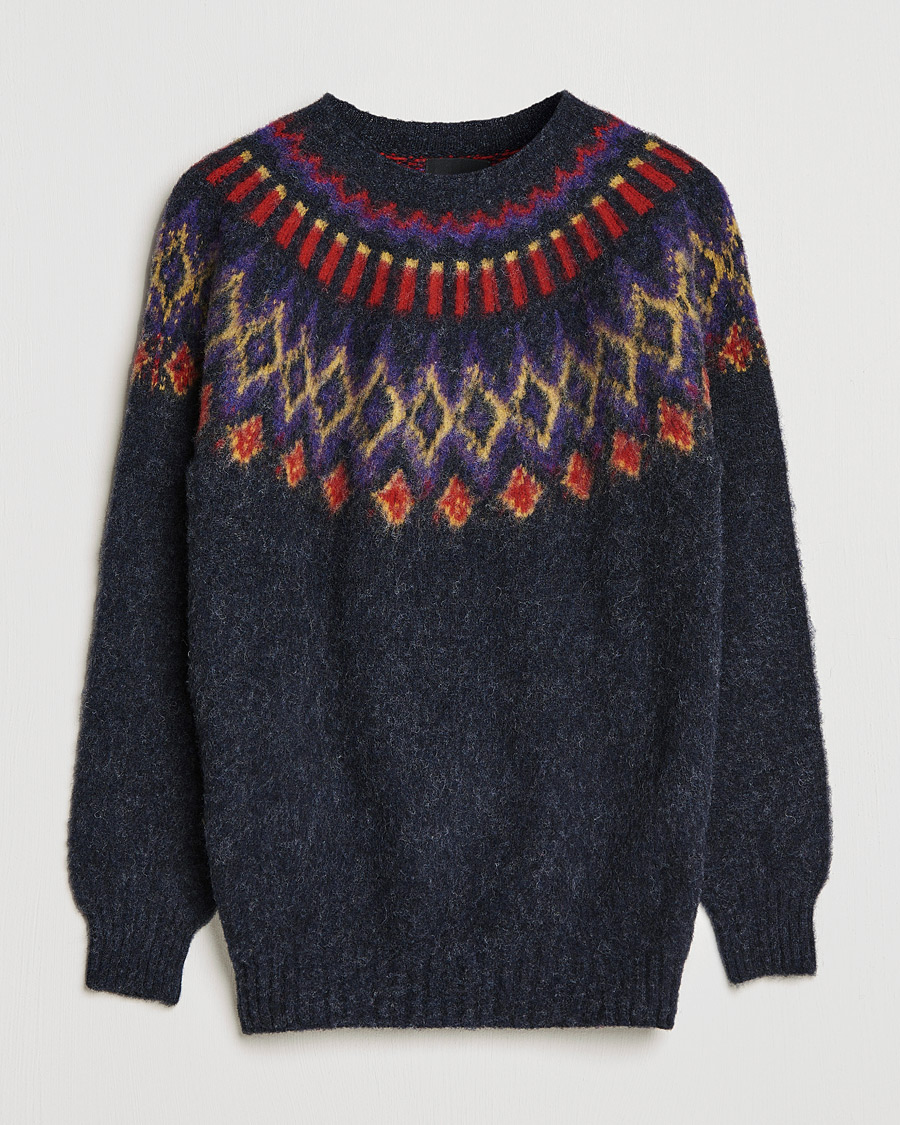Herr | Tröjor | Howlin' | Brushed Wool Fair Isle Crew Sweater Charcoal