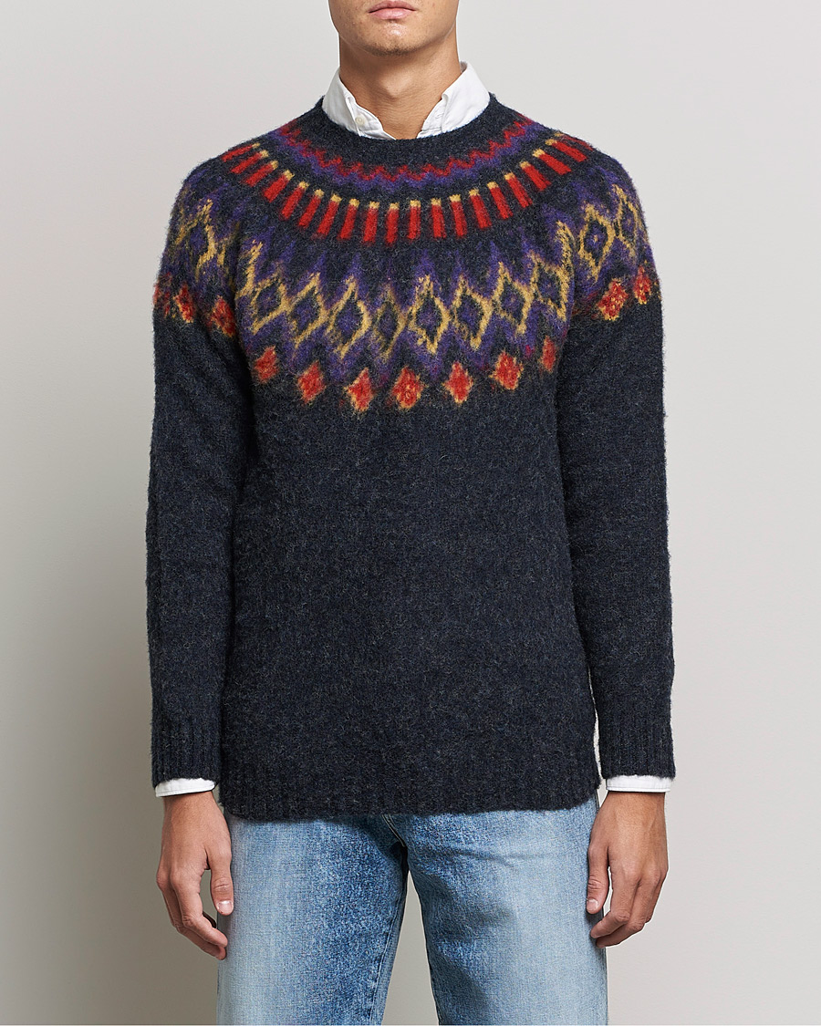 Herr | Tröjor | Howlin' | Brushed Wool Fair Isle Crew Sweater Charcoal
